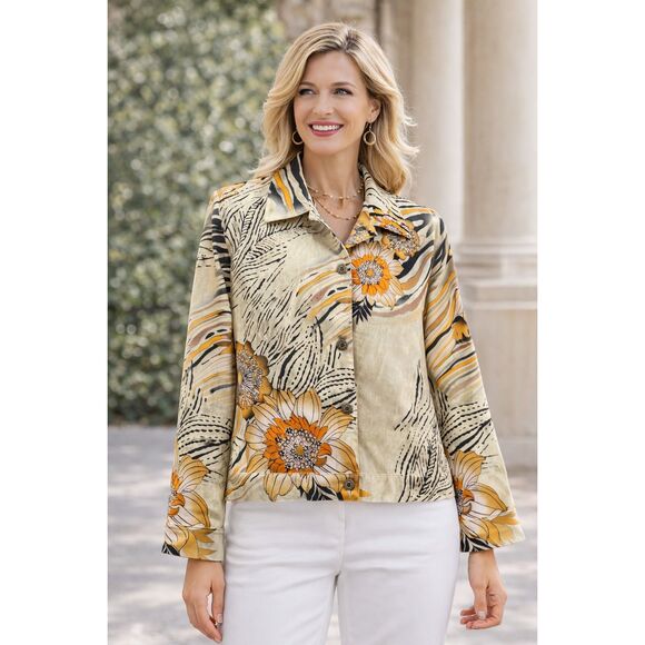 Impulse California Floral Abstract Jacket Blazer Medium Vintage Y2K - Picture 2 of 12